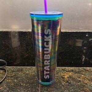 Brand New, never used. Starbucks Iridescent Multicolor Tumbler with Purple Straw